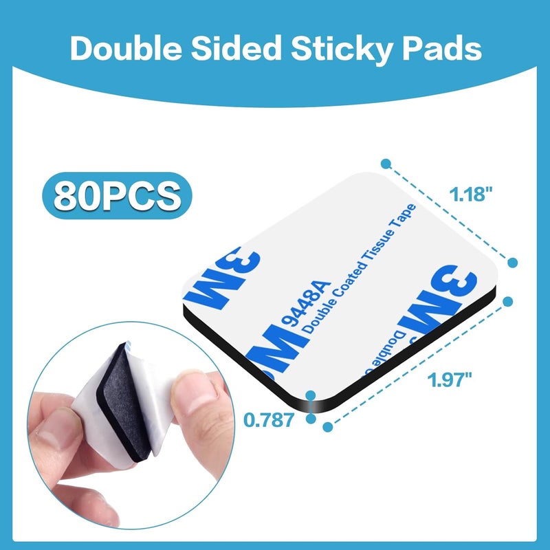 Godmony Double Sided Tape HeavyDuty,Double Sided Tape for Walls,80Pcs Oval 1.57" x 1.18" 2 Sided Sticky Waterproof Pads,Super Strong Removable Double-Sided Foam, Mounting Black Tape for Hanging - Image 2
